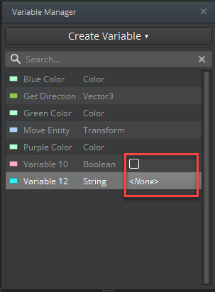 Set the variable default values in the Variable Manager.