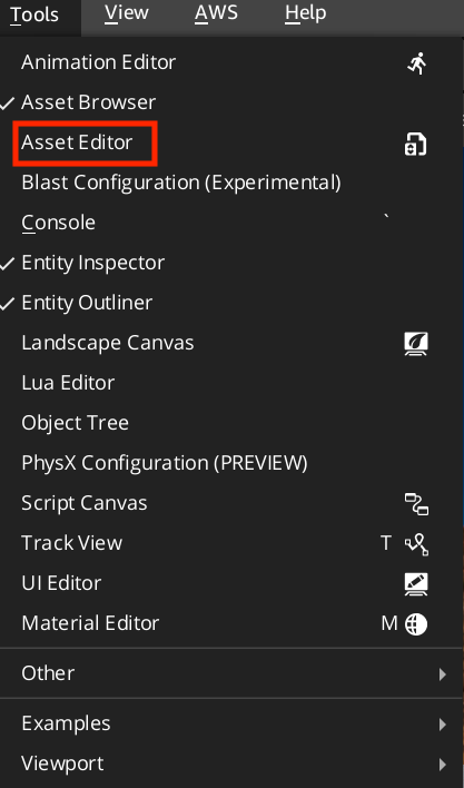 Choose Tools, Asset Editor.