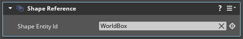 Specify the WorldBox entity for the Shape Reference component.