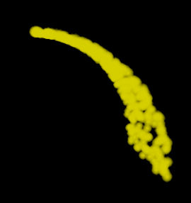 Shows particles being emitted in a Cylinder shape Particle Shape Cylinder Example