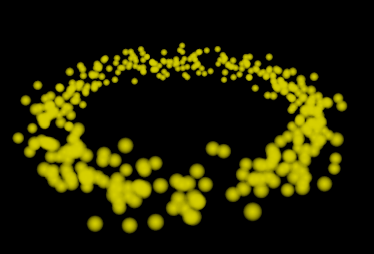 Shows particles being emitted in a Torus shape Particle Shape Torus Example