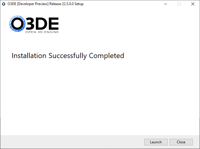 O3DE install successful