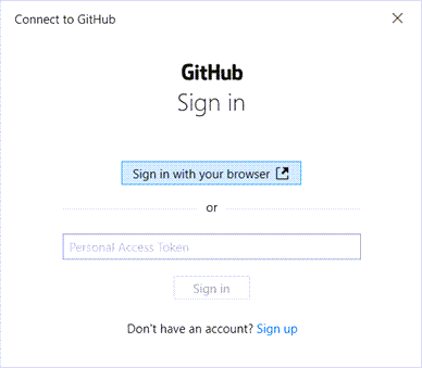 GitHub sign in dialog box